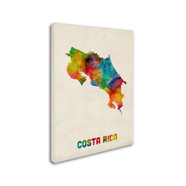 Michael Tompsett 'Costa Rica Watercolor Map' Canvas Art,24x32